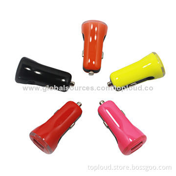 2.1A Car Chargers, USB or DC Connector, 12-24V DC, 5V/2.1A, Suitable for iPhoneNew